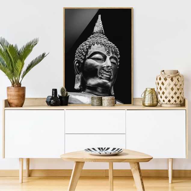 Poster con cornice - Volto della statua di Buddha