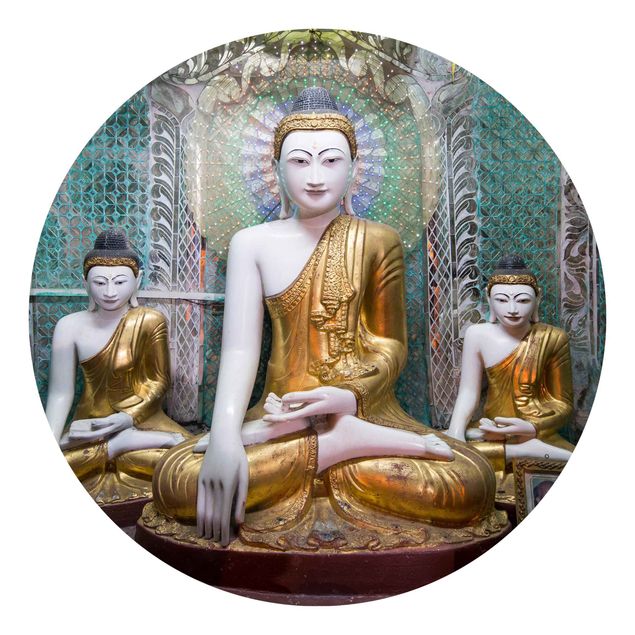 Carta da parati rotonda autoadesiva - Statue di Buddha