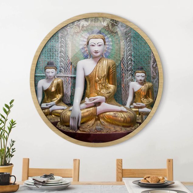 Poster con cornice rotonda Statue di Buddha