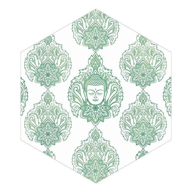 Carta da parati esagonale adesiva con disegni - Buddha e il fiore di loto