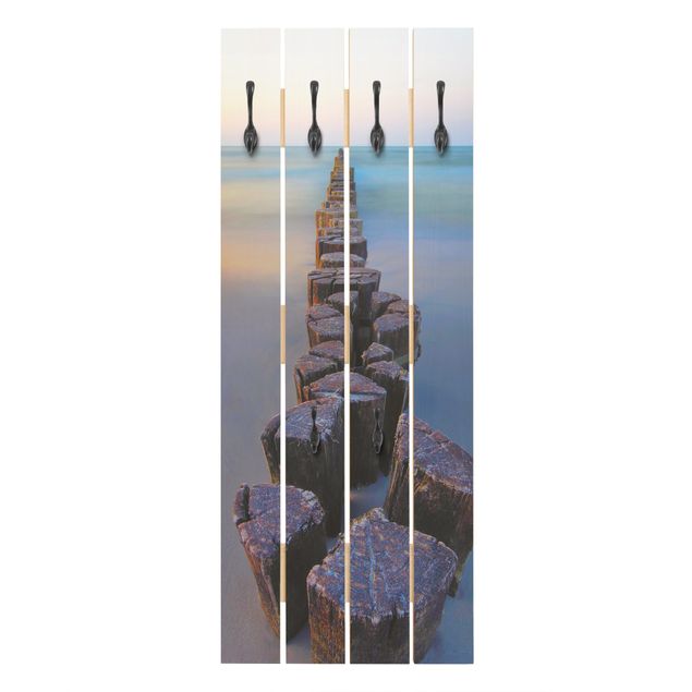 Appendiabiti in legno - Argini al tramonto al mare