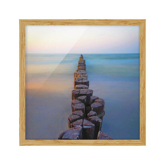 Poster con cornice - Argini al tramonto al mare