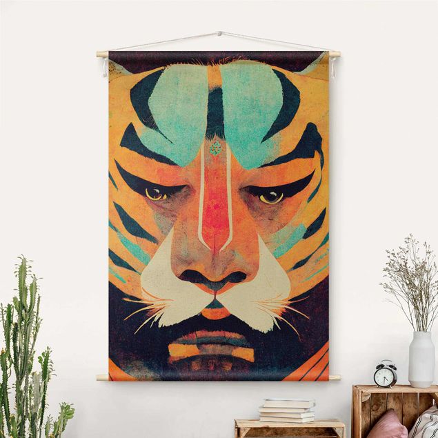 Arazzi da parete moderno Illustrazione di tigre colorata