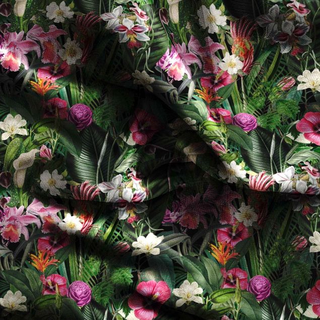 Tende moderno Collage di fiori colorati tropicali