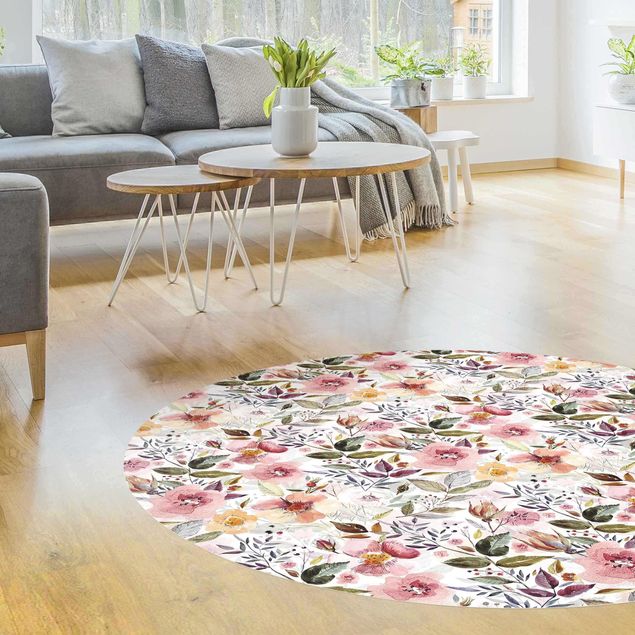 Tappeti moderni soggiorno Mix di fiori colorati con acquerello