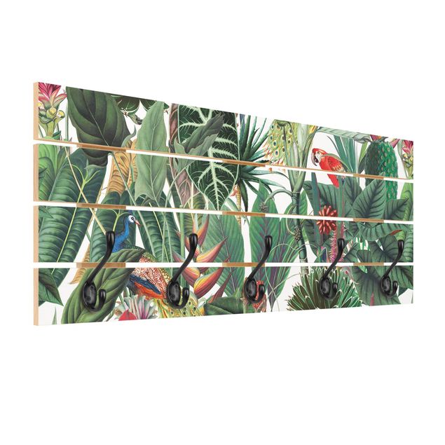 Appendiabiti in legno - Trama di foresta pluviale colorata
