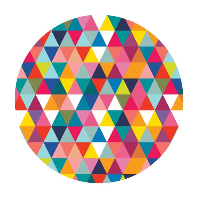 Tappeto in vinile rotondo - Trama colorata di triangoli