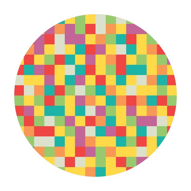 Tappeto in vinile rotondo - Mosaico colorato circo