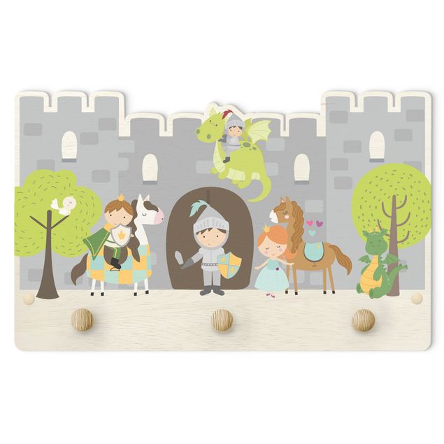 Appendiabiti per bambini - Fortezza cavaliere drago principe e principessa