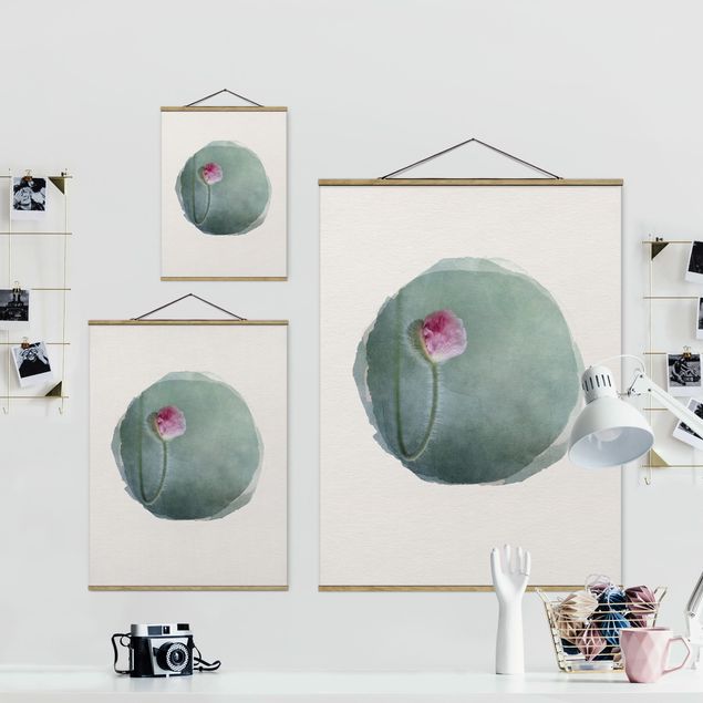 Foto su tessuto da parete con bastone - Acquerelli - Fiore In Rosa - Verticale 4:3