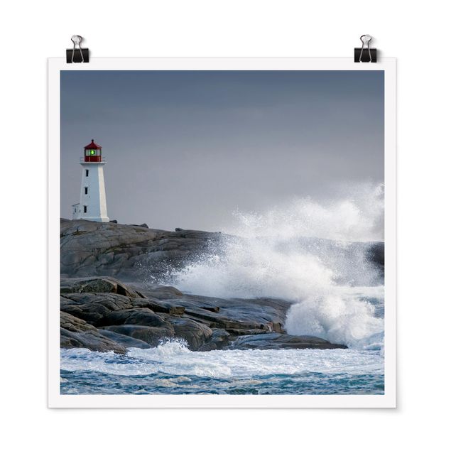 Poster - Storm Waves al Faro - Quadrato 1:1