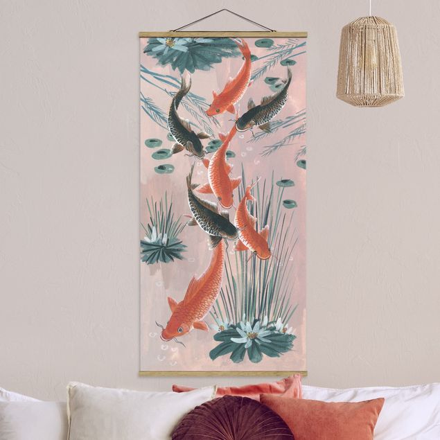 quadri con animali Pittura asiatica carpa koi nello stagno I