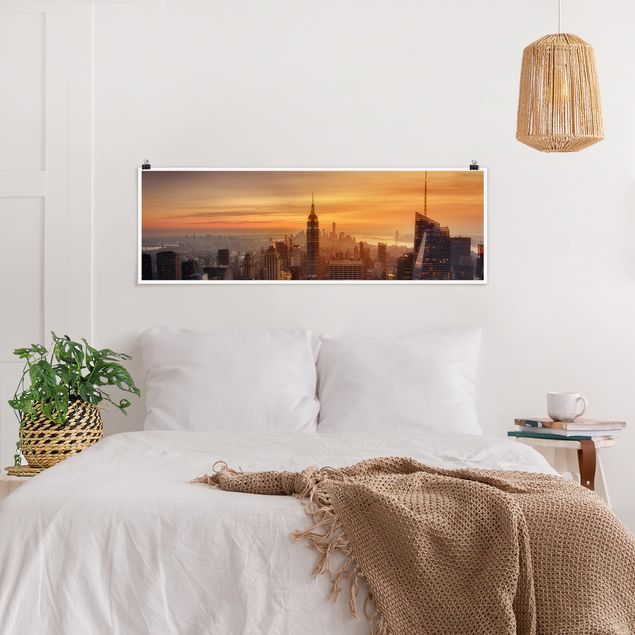 Poster - Manhattan Skyline Evening - Panorama formato orizzontale
