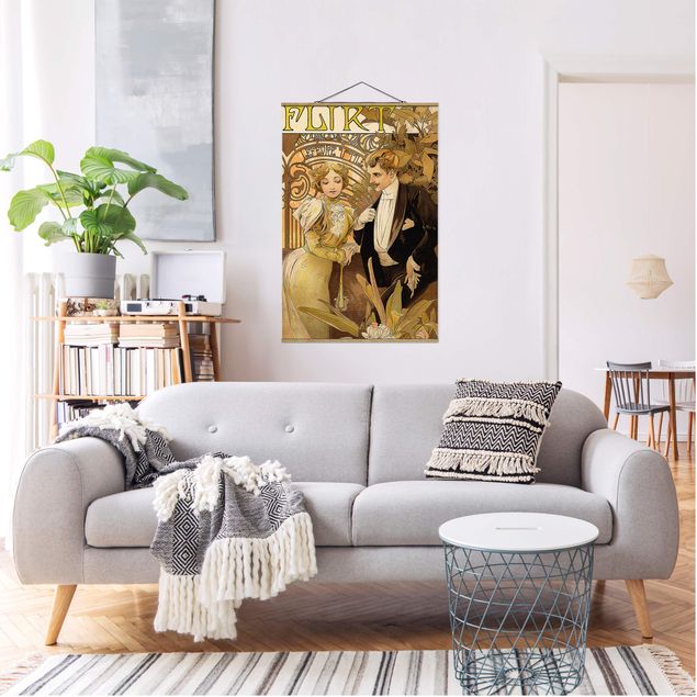 Foto su tessuto da parete con bastone - Alfons Mucha - Pubblicità Poster For Flirt Biscuits - Verticale 3:2