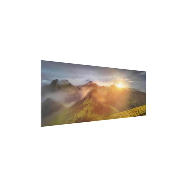 Quadro in vetro - Storkonufell In Sunrise - Panoramico