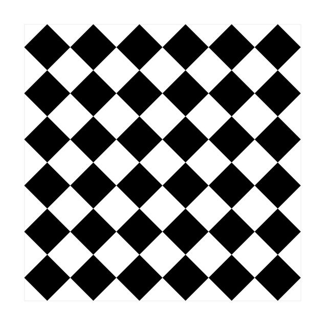 Tappeto cucina bianco e nero Motivo geometrico scacchiera ruotata bianco e nero