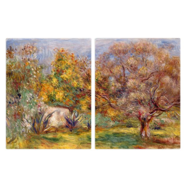 Coprifornelli in vetro - Auguste Renoir - giardino con ulivi - 52x80cm