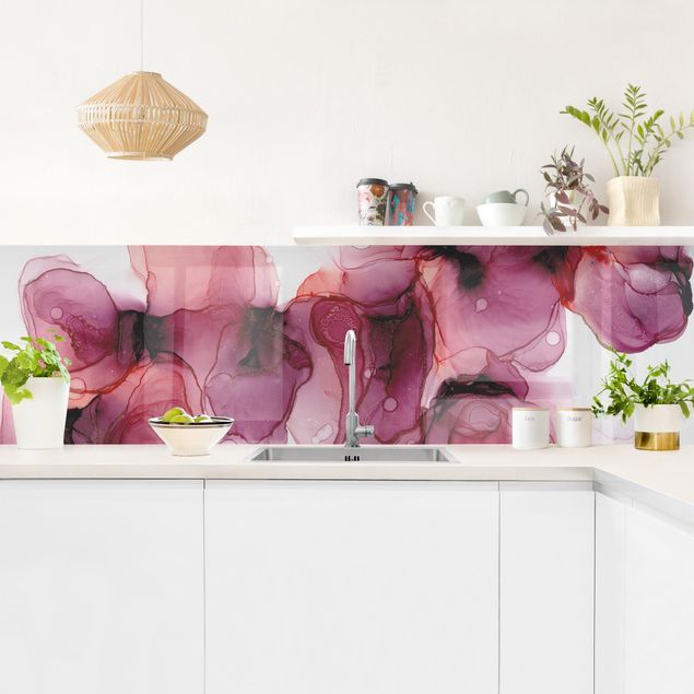 Rivestimenti cucina di plastica Fiori selvatici in viola e oro