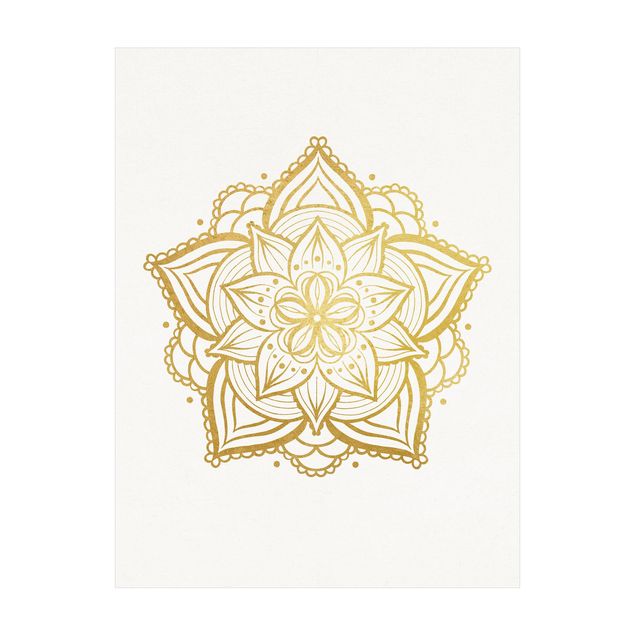 Tappeti color oro Mandala Floreale - Illustrazione Oro Bianco