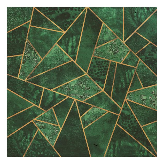 Stampa su legno - Dark Emerald con oro - Quadrato 1:1