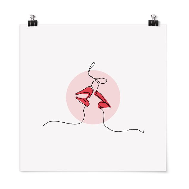Poster - Lips kiss Line Art - Quadrato 1:1
