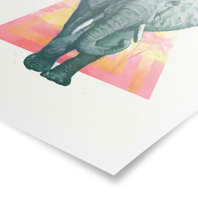 Poster - Illustrazione Elephant anteriore Triangolo Pittura - Verticale 4:3