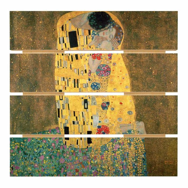 Stampa su legno - Gustav Klimt - Il bacio - Quadrato 1:1