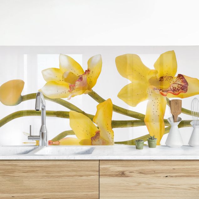 Rivestimenti cucina pannello Acque di orchidee color zafferano