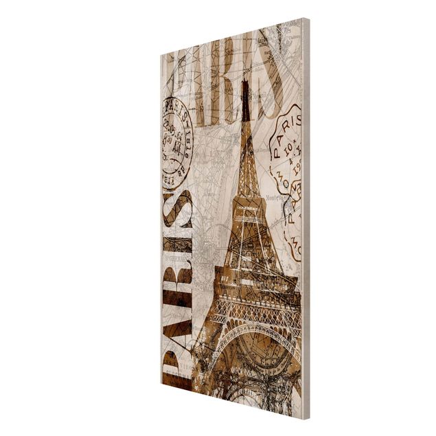 Lavagna magnetica - Shabby Chic Collage - Parigi - Formato verticale 4:3