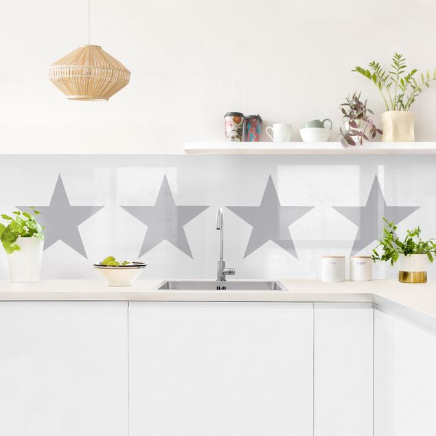 Rivestimenti cucina adesivi Grandi stelle grigie su bianco