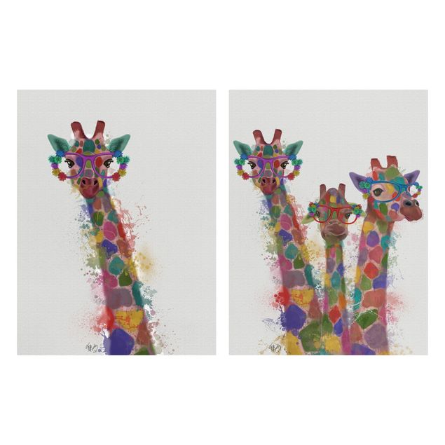 Quadri su tela Schizzi Arcobaleno Giraffe Set I