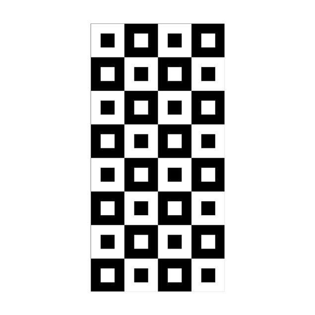 Tappeti bianco e nero Motivo geometrico di quadrati bianchi e neri,