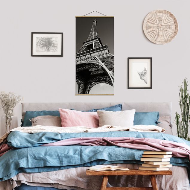 Quadro su tessuto con stecche per poster - Torre Eiffel - Verticale 2:1