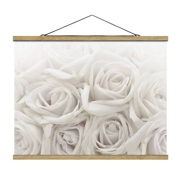Foto su tessuto da parete con bastone - Rose bianche - Orizzontale 3:4