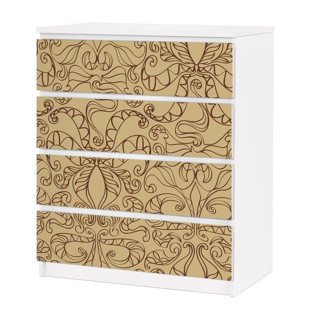 Carta adesiva per mobili IKEA - Malm Cassettiera 4xCassetti - Spiritual pattern beige