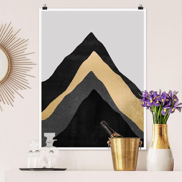 Poster - Golden Mountain Nero Bianco - Verticale 4:3