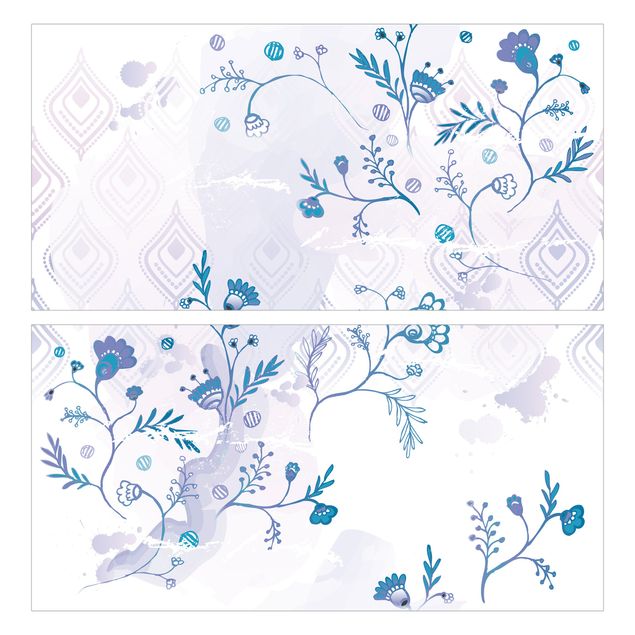 Carta adesiva per mobili IKEA - Malm Cassettiera 2xCassetti - Blue Fantasy Pattern