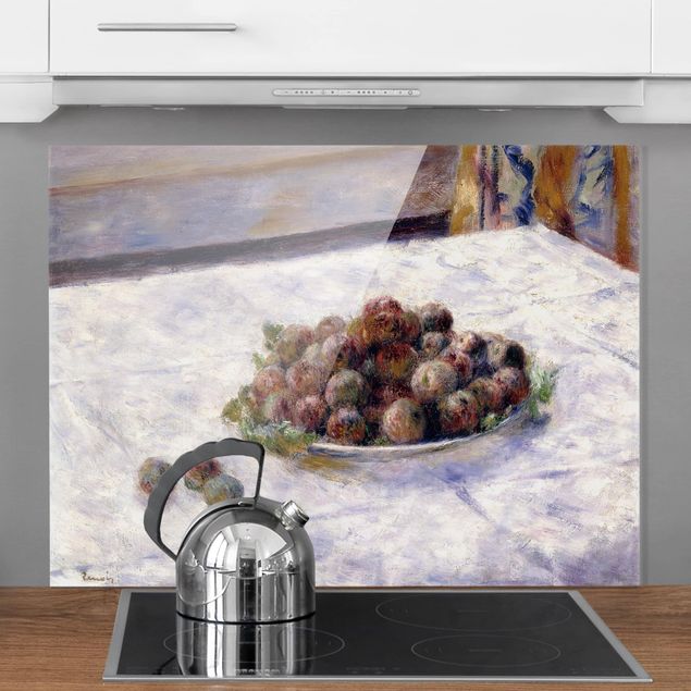paraschizzi cucina vetro magnetico Auguste Renoir - Natura morta, un piatto di prugne