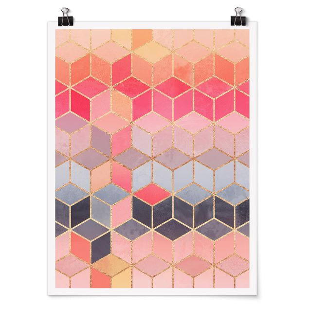 Poster - Colorful pastello oro Geometria - Verticale 4:3