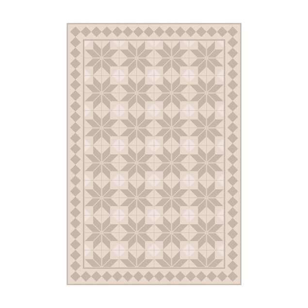 Beige tappeti moderni soggiorno Piastrelle geometriche Fiore stella Sand con bordo