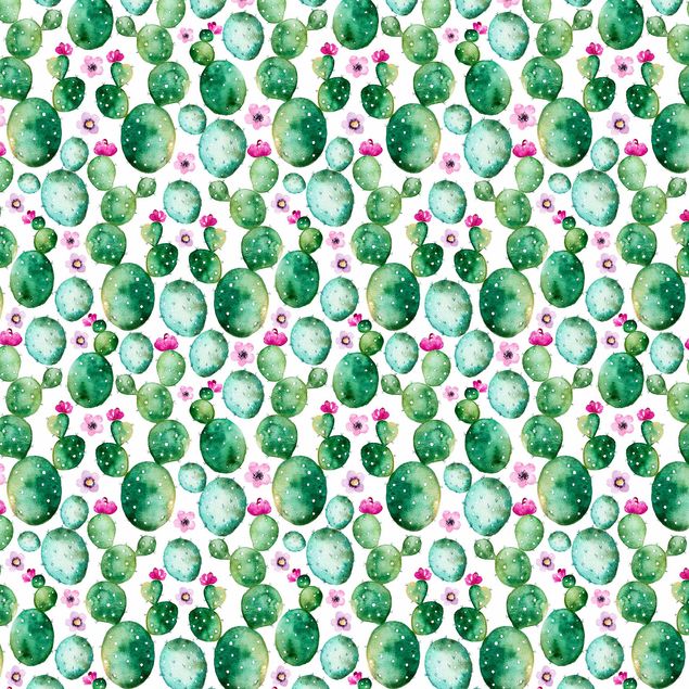 Pellicola adesiva - Cactus con fiori in acquerello