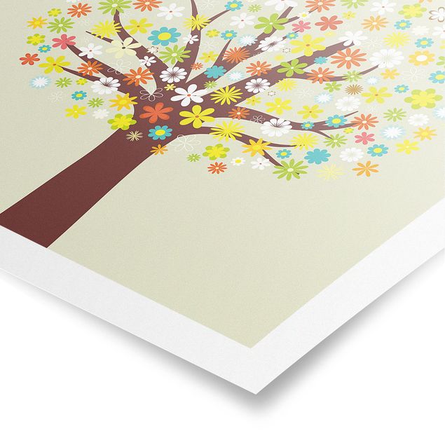 Poster - albero floreale - Quadrato 1:1