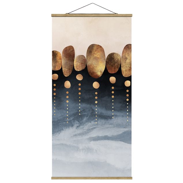 Quadro su tessuto con stecche per poster - Elisabeth Fredriksson - Astratte Golden Stones - Verticale 2:1