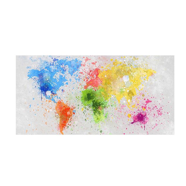 Tappeti colorati Mappa del mondo a schizzi colorati