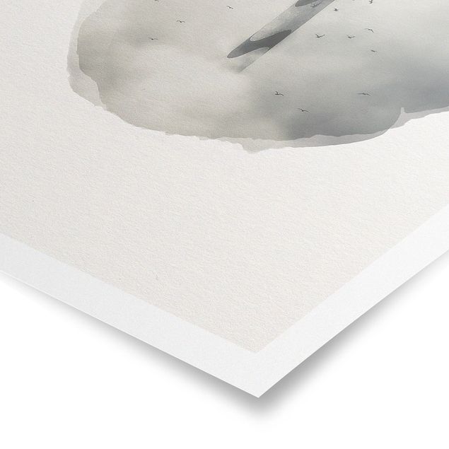 Poster - Acquarelli - Faro nella nebbia - Verticale 4:3