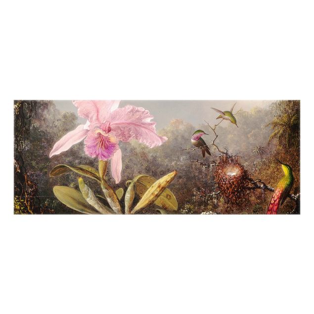 Paraschizzi in vetro - Martin Johnson Heade - Orchid And Three Hummingbirds