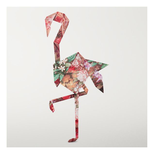 Stampa su alluminio - origami Flamingo - Quadrato 1:1