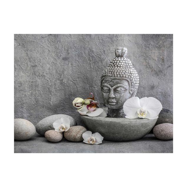 Tappeti grandi Buddha Zen, orchidea e pietra