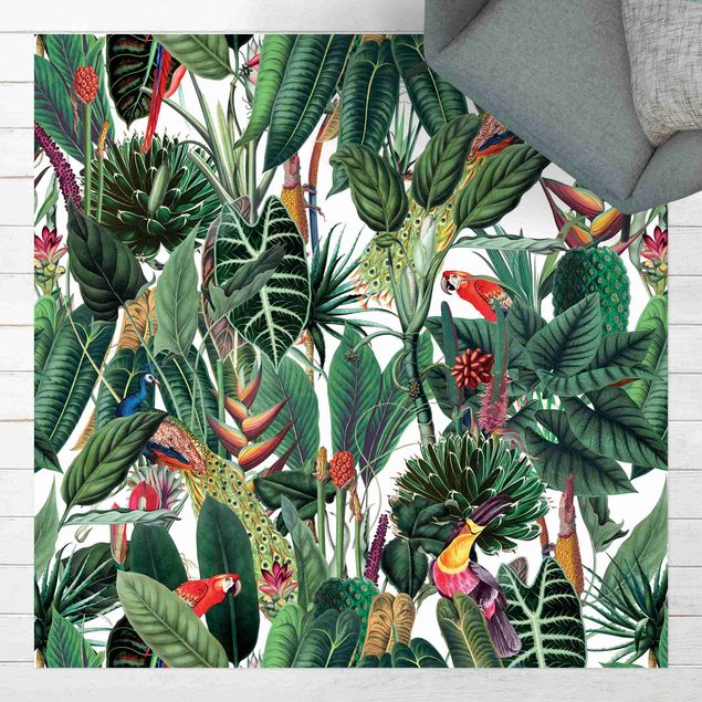 Tappeto per balcone Motivo di foresta tropicale colorata