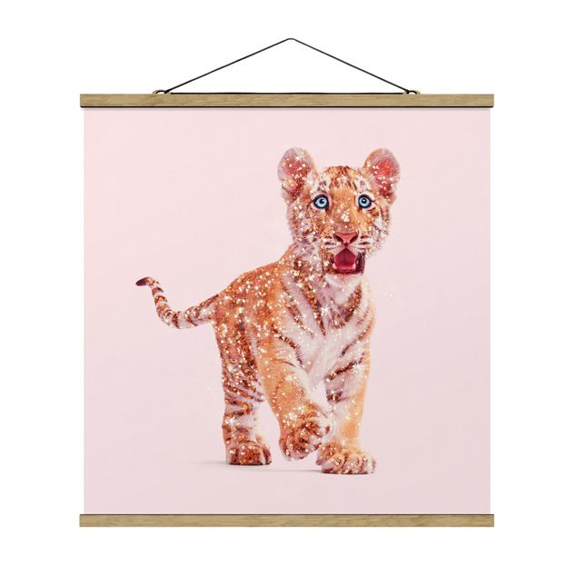 Foto su tessuto da parete con bastone - Tiger con glitter - Quadrato 1:1